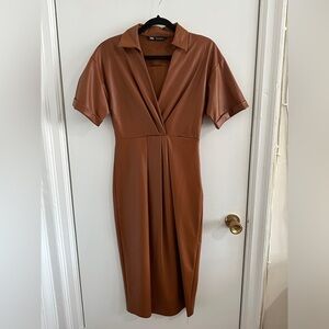 Zara leather midi dress